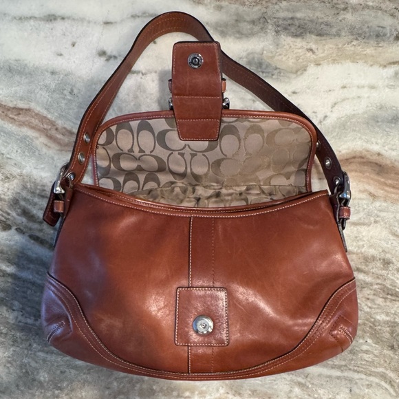 VINTAGE Coach F10192 Legacy Y2K Brown Full Grain Leather Buckle Shoulder Bag - Picture 9 of 16